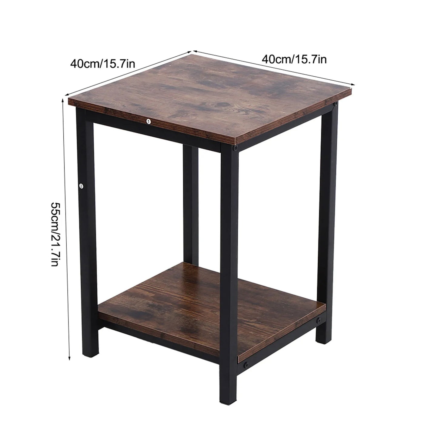 Modern Industrial Double-Layer Side Table – Bedroom & Living Room Storage Cabinet