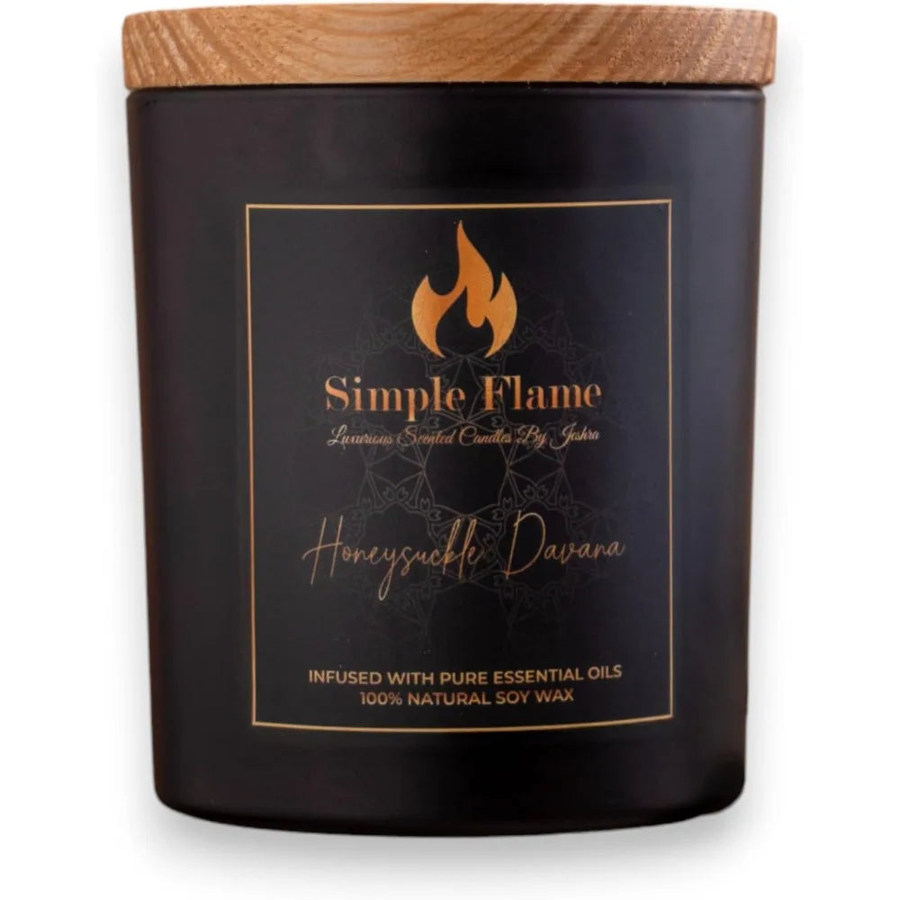 🕯️ Simple Flame Scented Candle – Honeysuckle Davana | 100% Soy Wax | Handcrafted Luxury Candle (350g