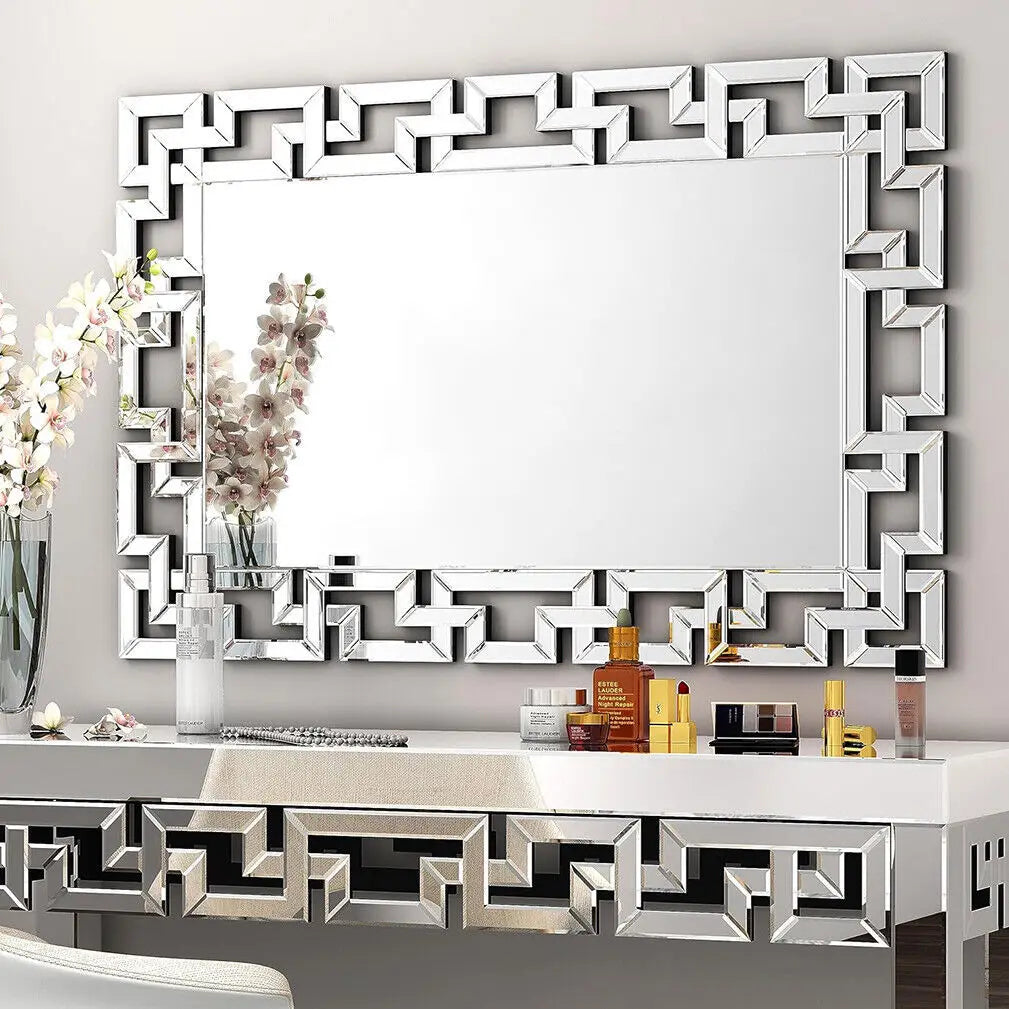 Rectangular Large Wall Mirror – Grecian Venetian Frame, Modern Accent