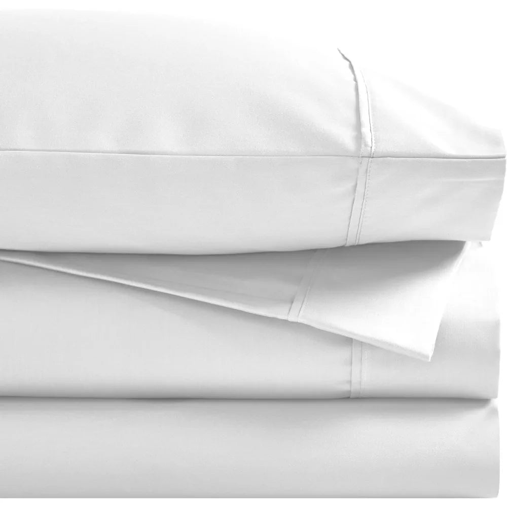 Luxury Cotton-Rich Sateen Sheet Set – 1500 Thread Count, King Size (White)