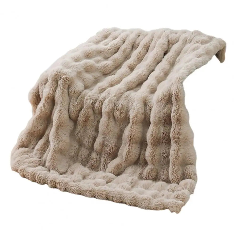 200cm Fuzzy Plush Bubble Throw Blanket Cozy Warm Winter Quilt