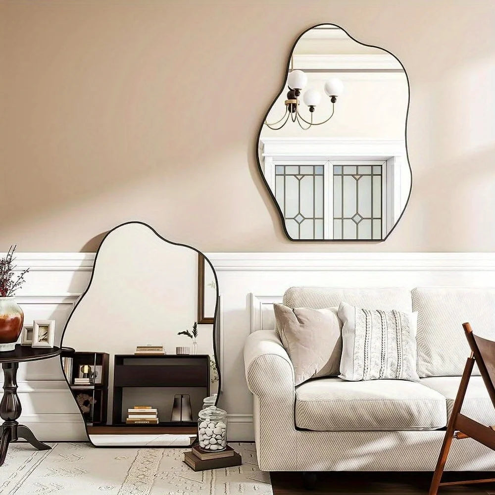32" x 24.5" Irregular Frameless Wall Mirror – Artistic Wall-Mounted