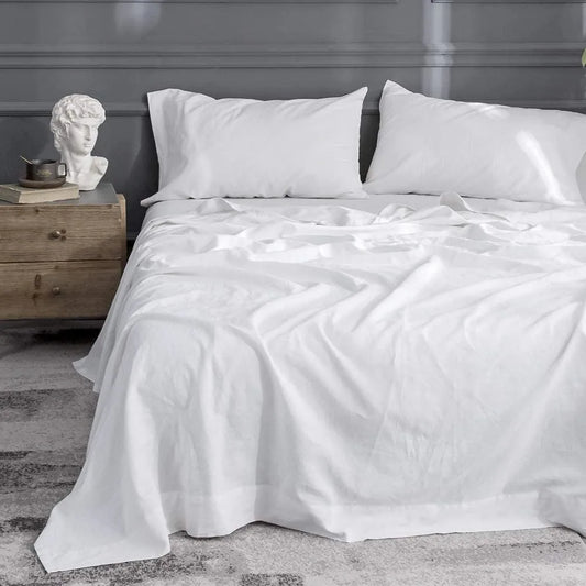 Simple & Opulence 4-Piece Linen Cotton Sheet Set – Breathable, Soft & Naturally Luxurious Bedding