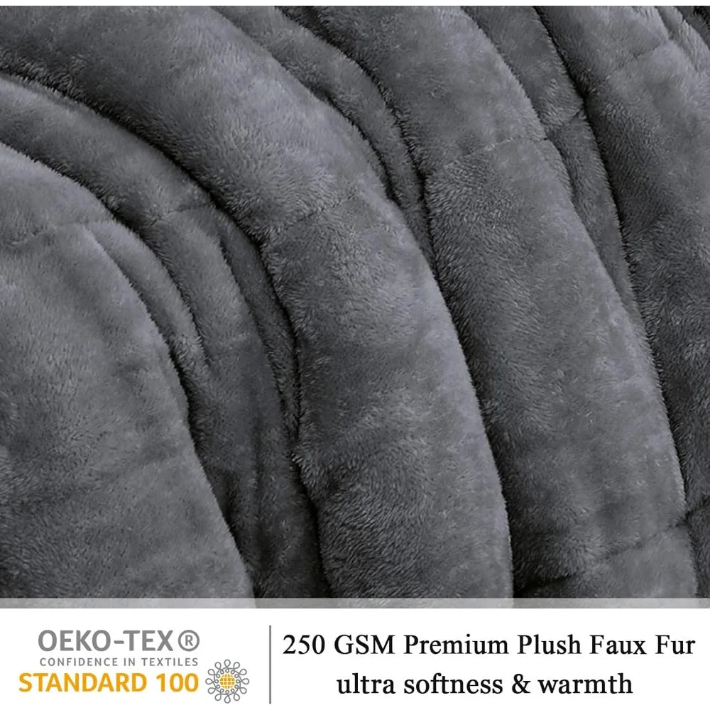 Luxury Faux Fur Queen Comforter Set with Fitted Sheet – Plush Bedding