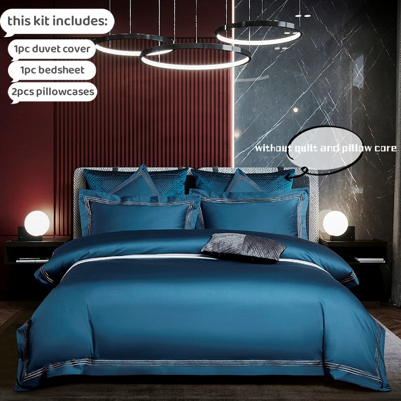 Egyptian Cotton Duvet Cover Set – 100% Cotton, Embroidered Luxury Bedding