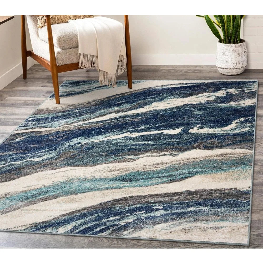 Art Deco Area Rug 8x10 – Modern Marble Pattern Living Room Carpet