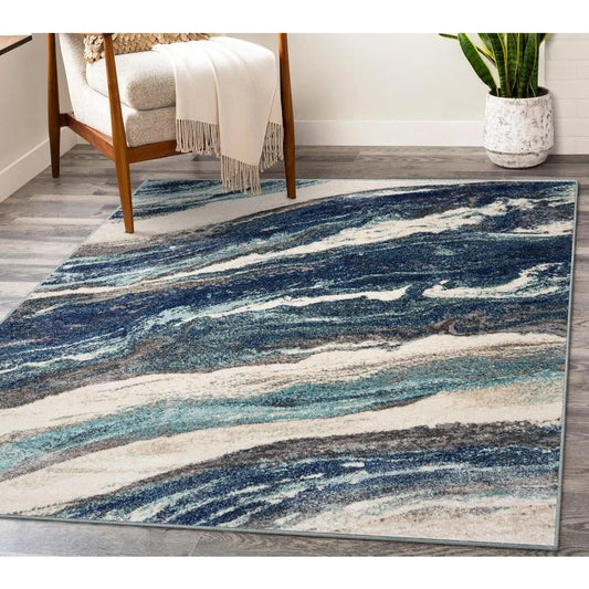 Art Deco Area Rug 8x10 – Modern Marble Pattern Living Room Carpet