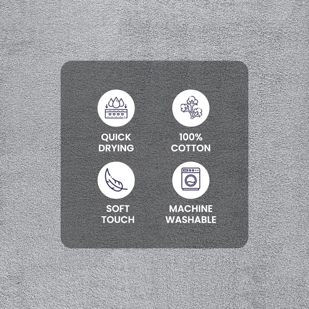 10-Piece Cotton Towel Set – Soft, Absorbent & Quick-Dry, Grey