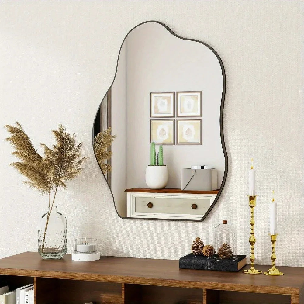 32" x 24.5" Irregular Frameless Wall Mirror – Artistic Wall-Mounted