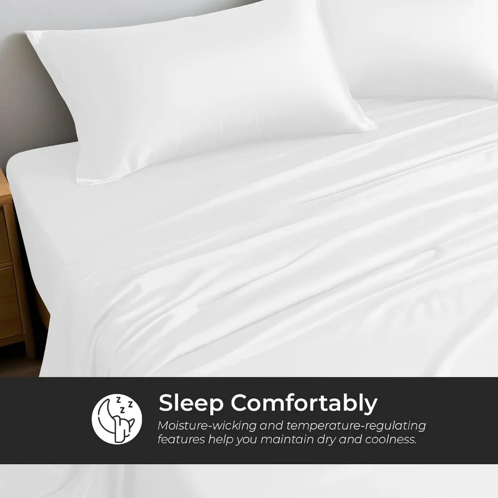 Luxury Bamboo Rayon Sheet Set – 4-Piece King Size (White)