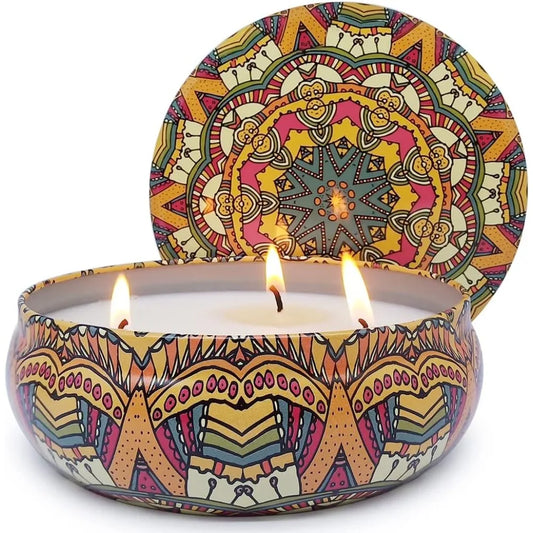 🕯️ Blue & White Citronella Outdoor Candle – Decorative Bug-Repellent Candle for Patio, Garden & Backyard (8.4 oz)