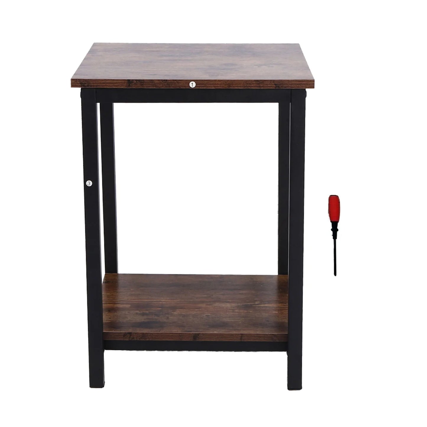 Modern Industrial Double-Layer Side Table – Bedroom & Living Room Storage Cabinet