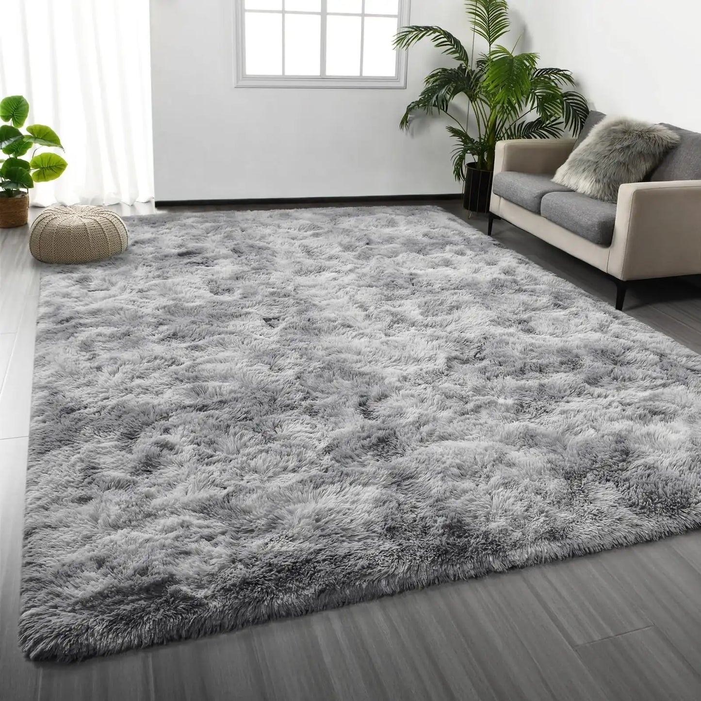 Area Rug Living Room 5x8ft Ultra Shag Fluffy Soft Fuzzy Non-Slip Carpet Mat