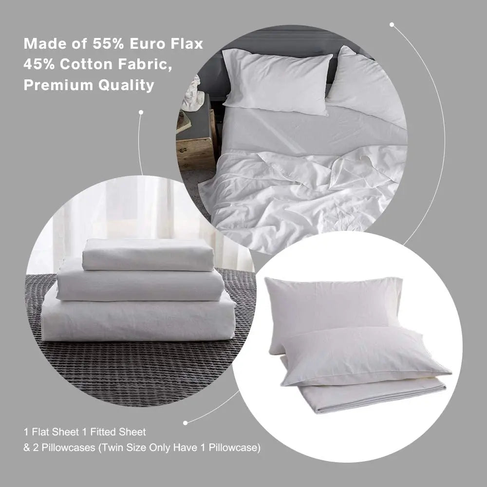 Simple & Opulence 4-Piece Linen Cotton Sheet Set – Breathable, Soft & Naturally Luxurious Bedding
