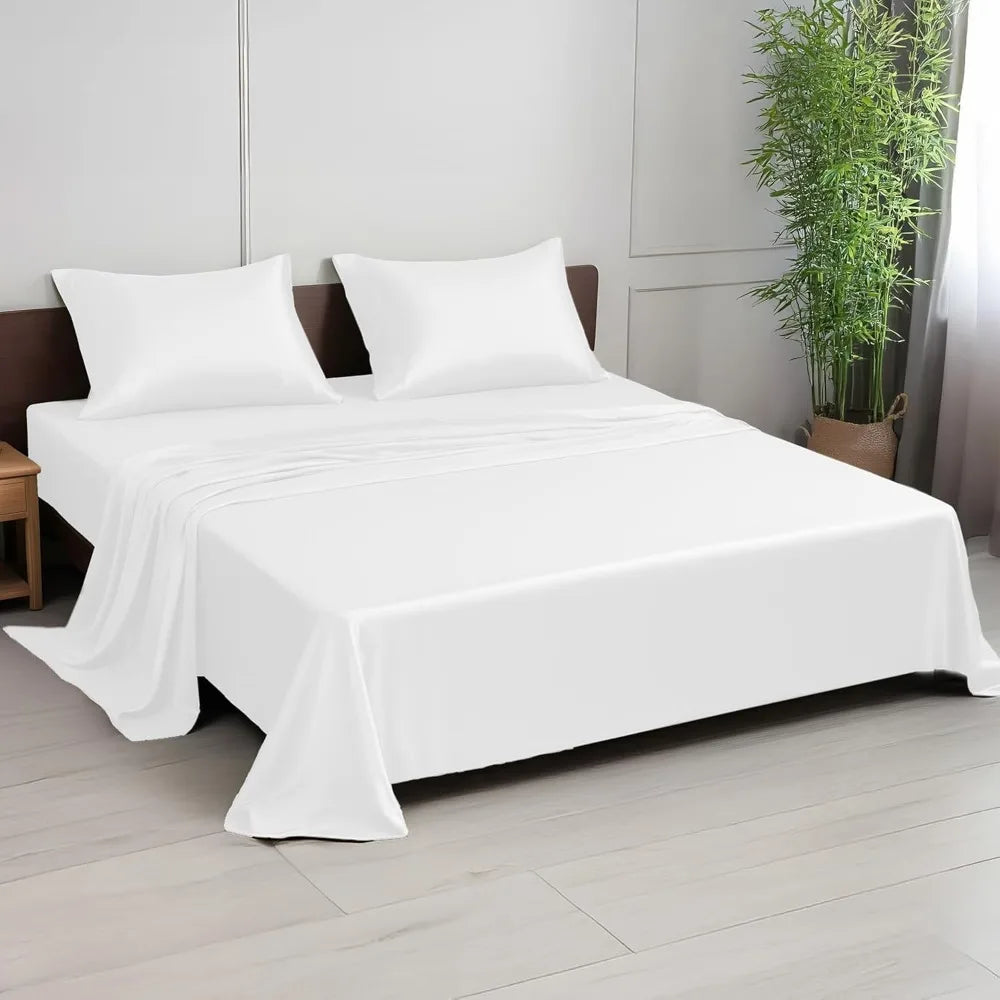 Luxury Bamboo Rayon Sheet Set – 4-Piece King Size (White)