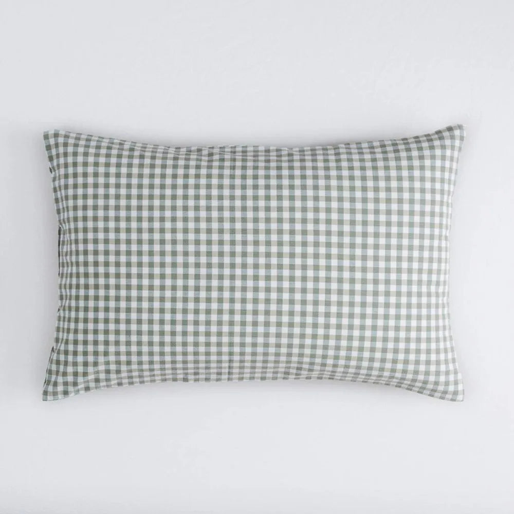 Green Gingham King Size Duvet Cover Set – 3 Piece  100% Cotton | Washed for Softness | Plaid Bedding with Zip Closure