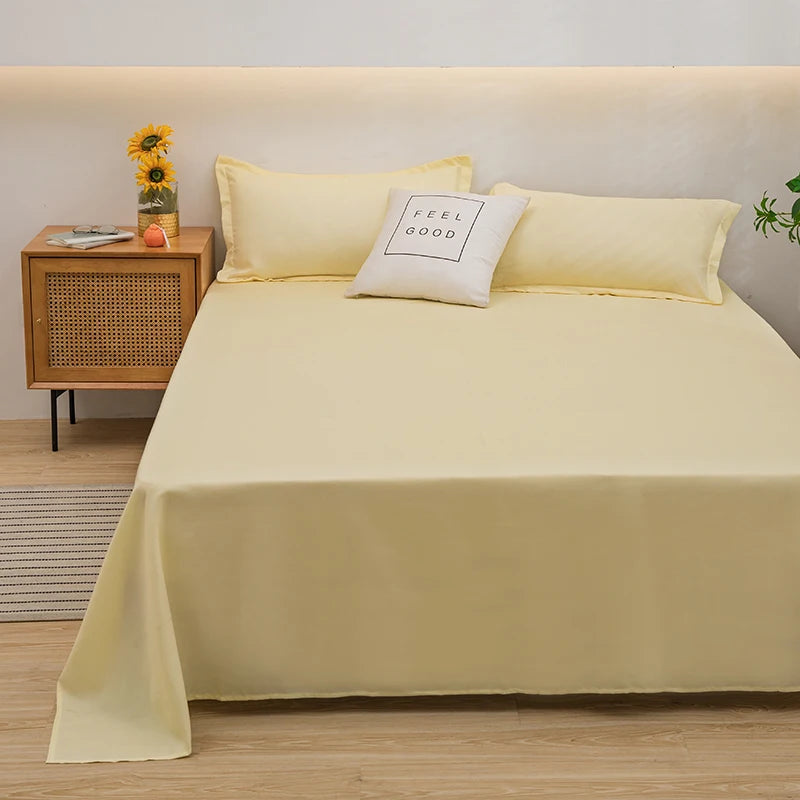 Soft Polyester Flat Bed Sheet | Breathable, Skin-Friendly & Fade-Resistant Bedding