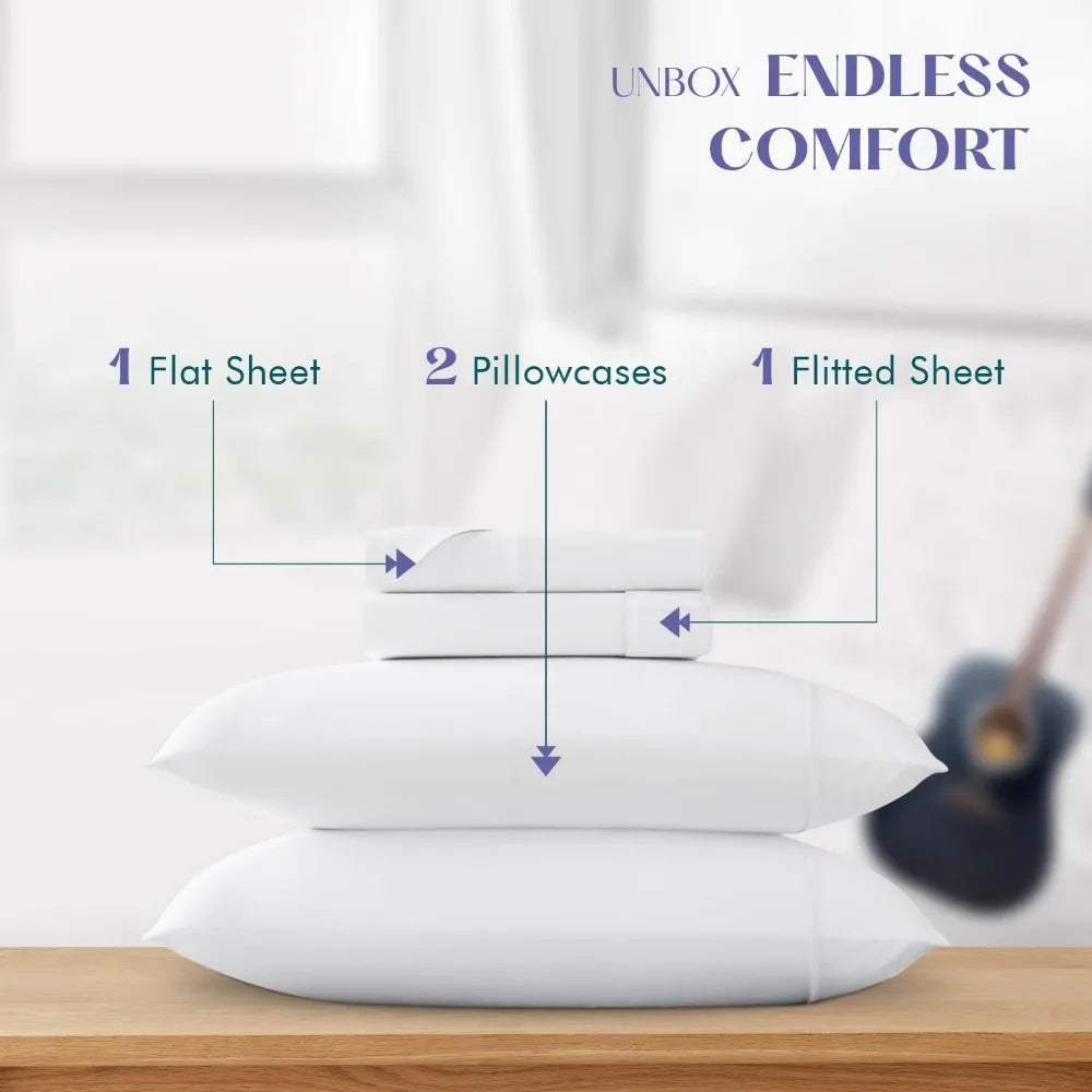 Egyptian Cotton King Sheet Set 100% Linen 1500TC Soft Breathable Luxury