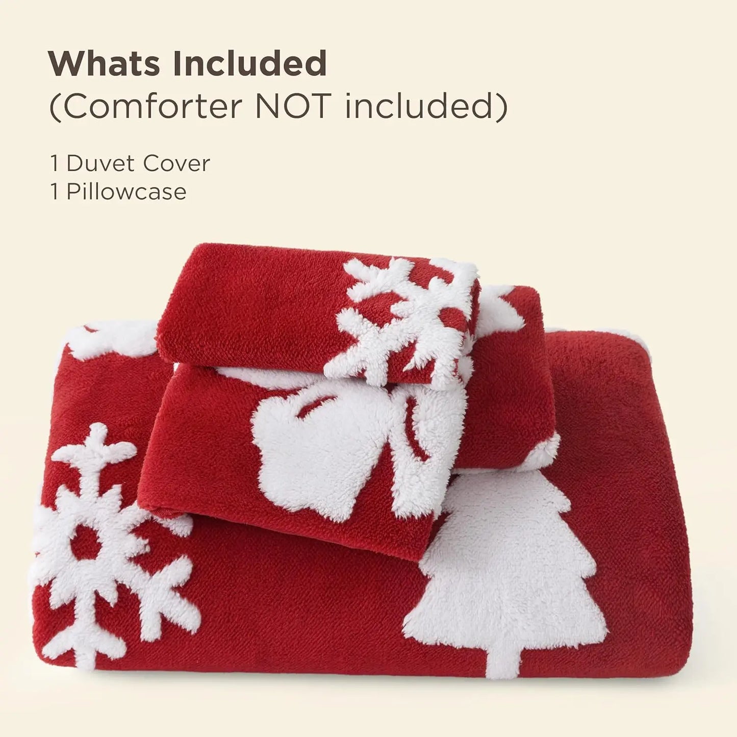 Fluffy Christmas Twin Duvet Cover Set – Ultra Soft Plush Winter Bedding