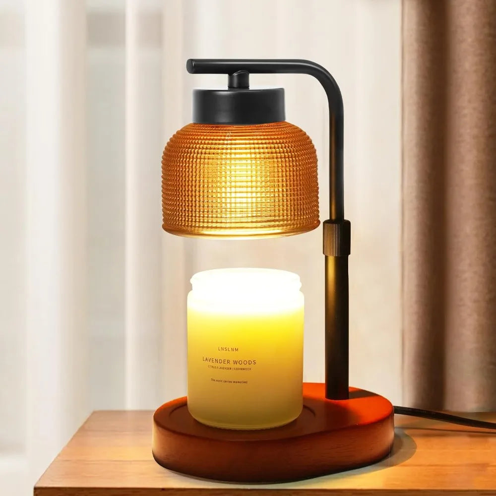 Candle Warmer Lamp with Timer – Adjustable, Dimmable Wood Base Lamp