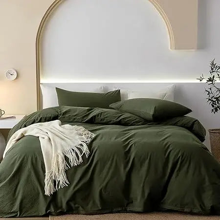 King Cotton Duvet Cover Set – Soft Washed 3-Piece Bedding 🌿🛏️