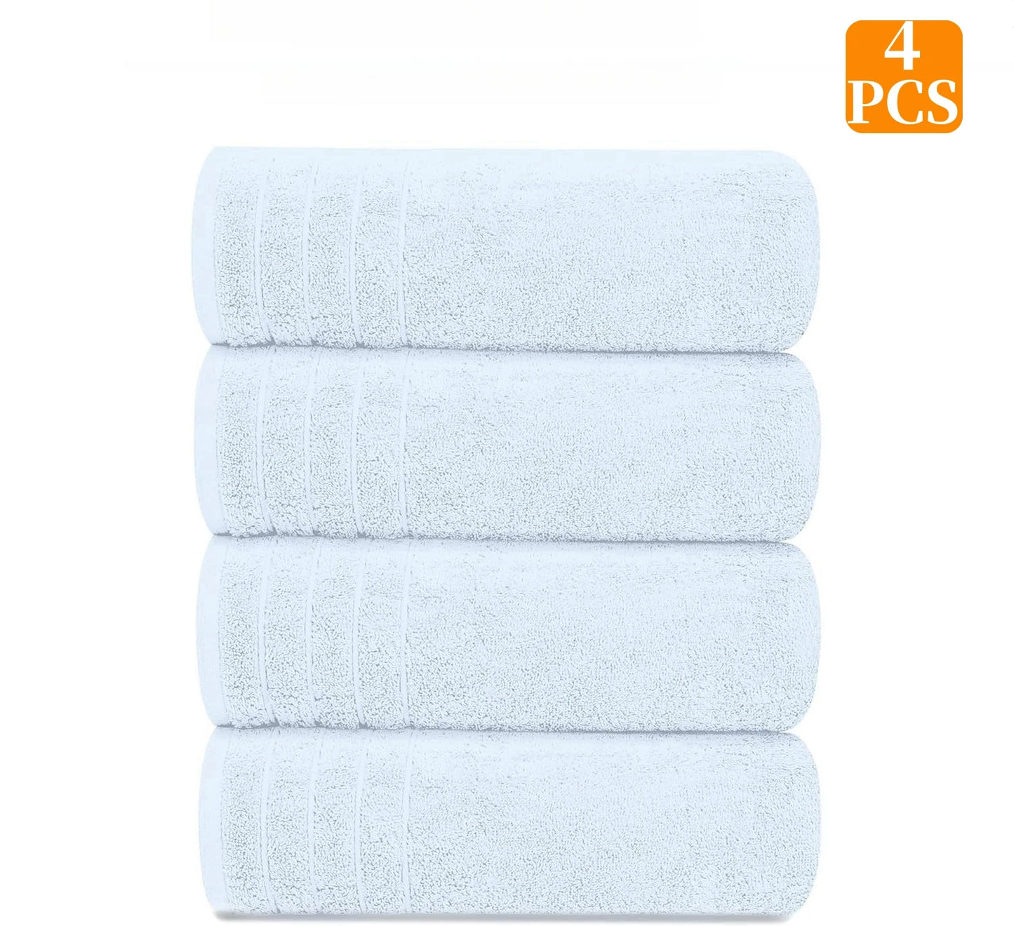 Pack of 4 XL Cotton Bath Towels – 30x60”, Soft, Lightweight & Quick-Drying