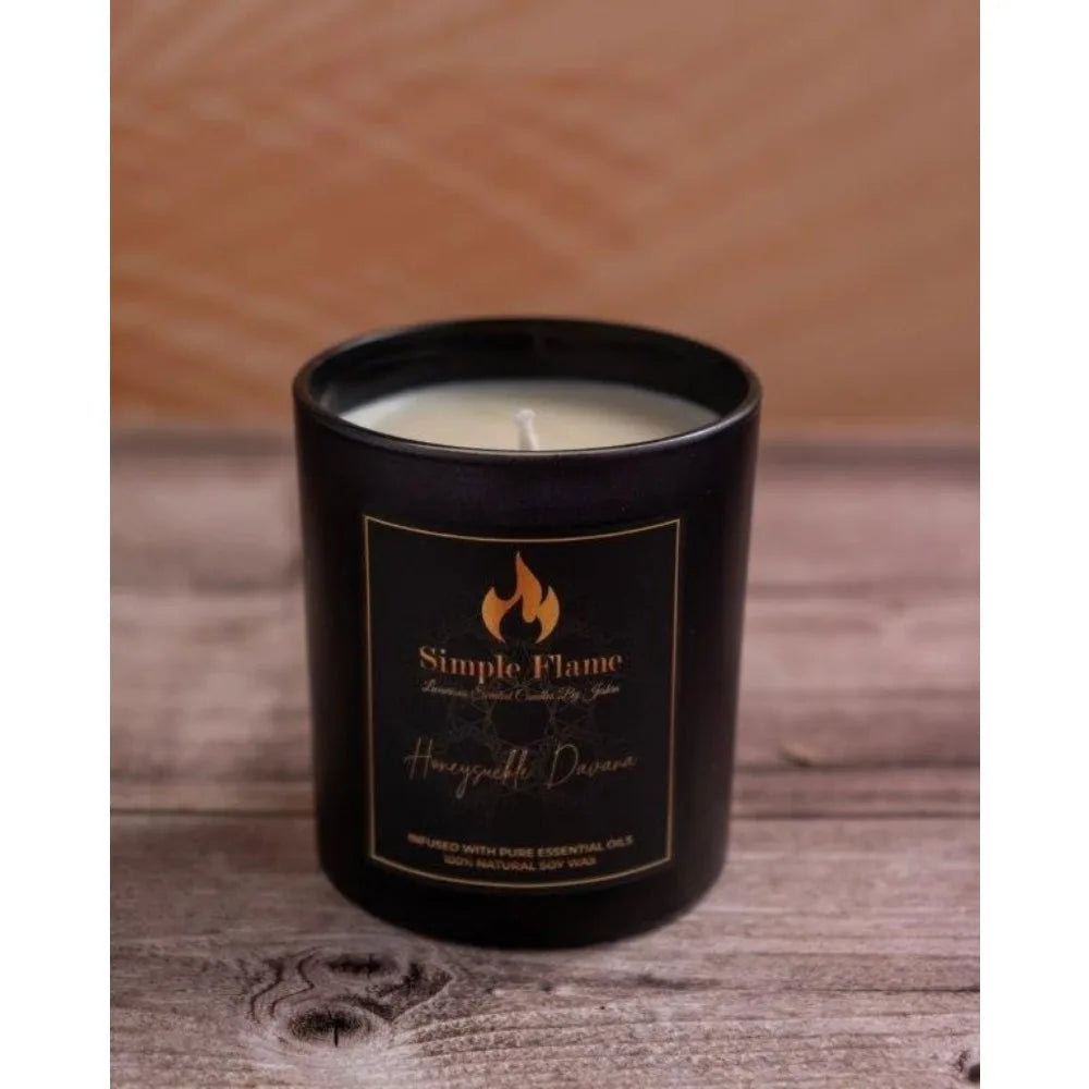 🕯️ Simple Flame Scented Candle – Honeysuckle Davana | 100% Soy Wax | Handcrafted Luxury Candle (350g