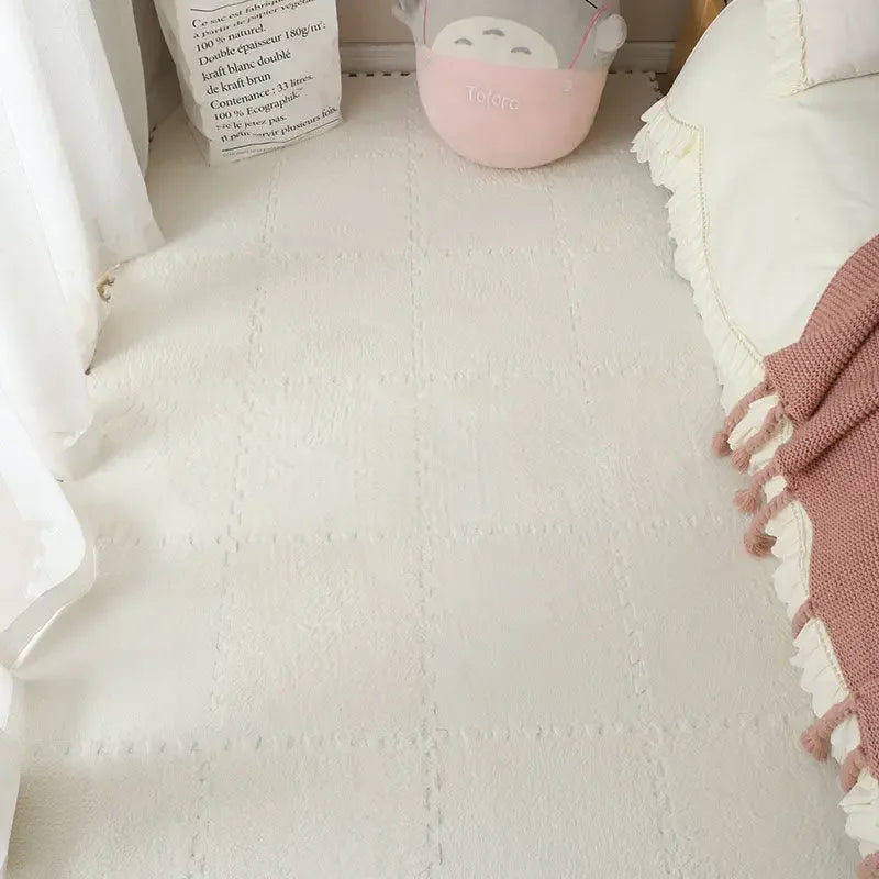 30×30CM Soft Plush Kids Carpet – 10PCS Interlocking Foam Play Mat Tiles for Children