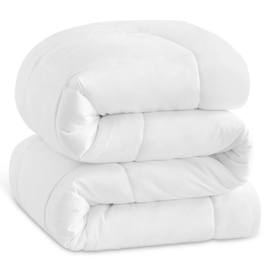 Twin Down Alternative Comforter – 68×90", White, All-Season Quilted Duvet Insert