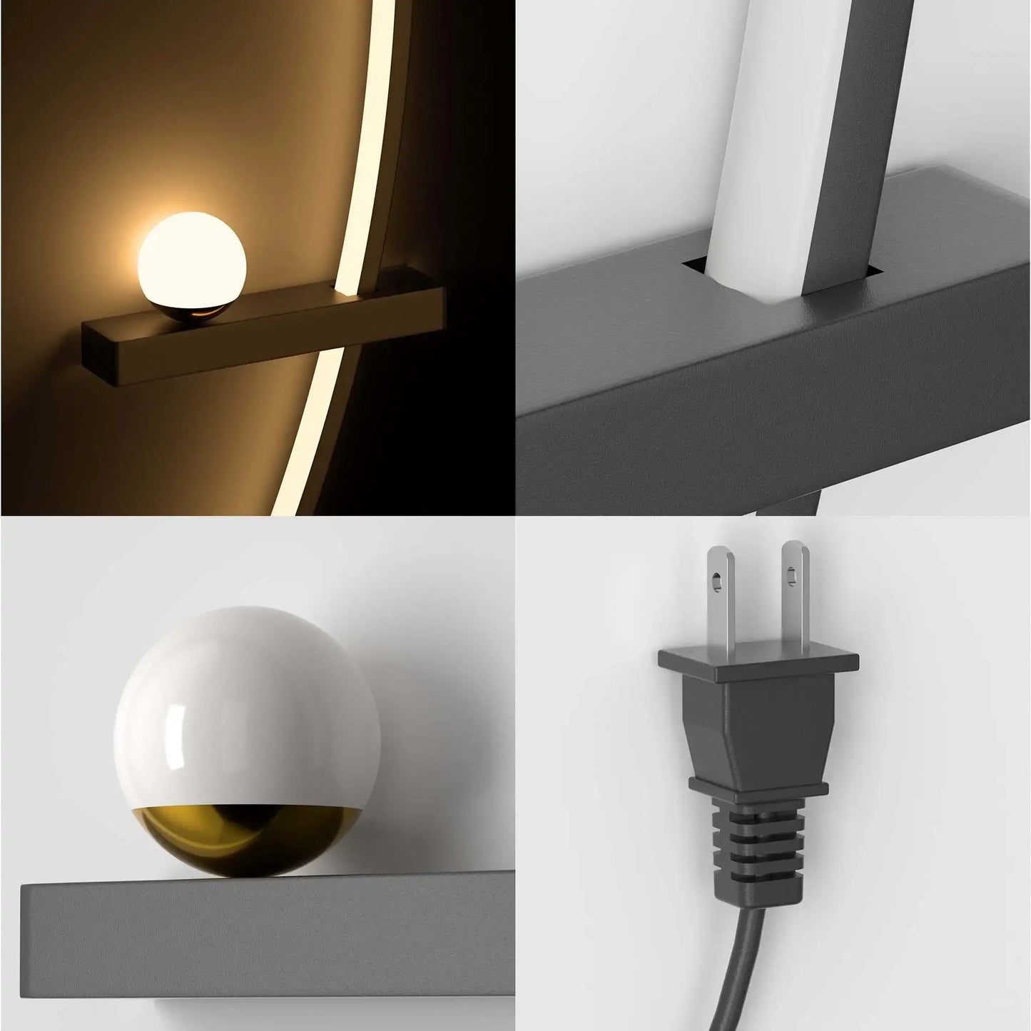 2-Pack Modern LED Wall Sconce – 31.5" Arched Bedside Lamp with Warm Glow, Dimmable