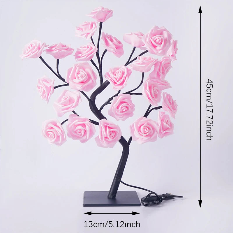 LED Rose Tree Night Light – USB Powered Table Lamp