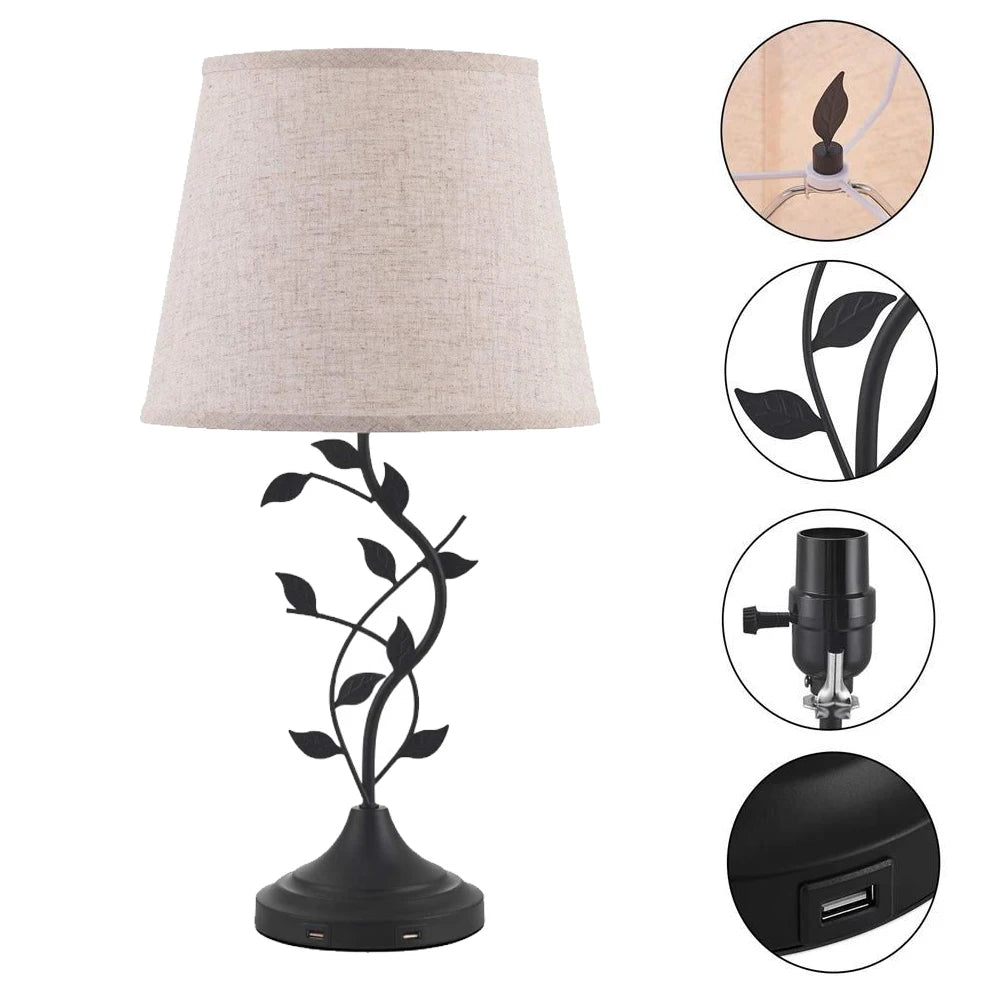 Rechargeable Retro Table Lamp – USB-A & USB-C Night Light for Bedroom and Living Room