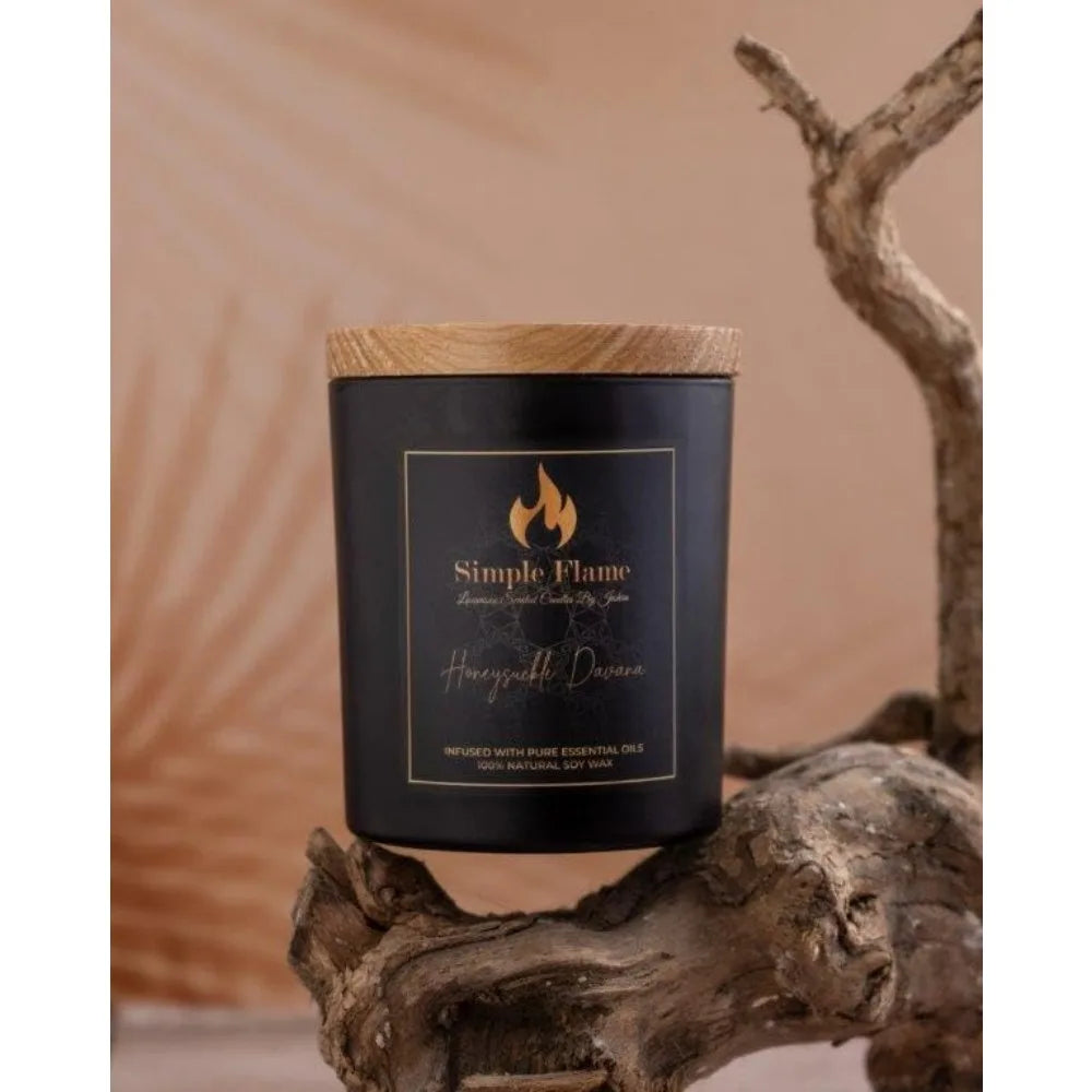 🕯️ Simple Flame Scented Candle – Honeysuckle Davana | 100% Soy Wax | Handcrafted Luxury Candle (350g
