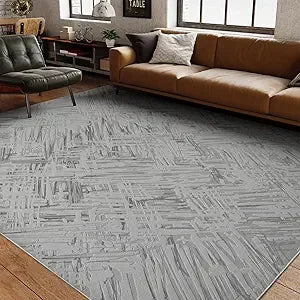 Boho Khaki Washable Area Rug 6x9 – Non-Slip 3D Moroccan Living Room Carpet