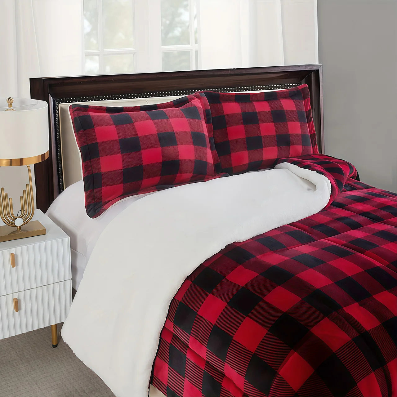 Cozy Sherpa Fleece Buffalo Plaid Blanket – Soft, Warm & All-Season Comfort