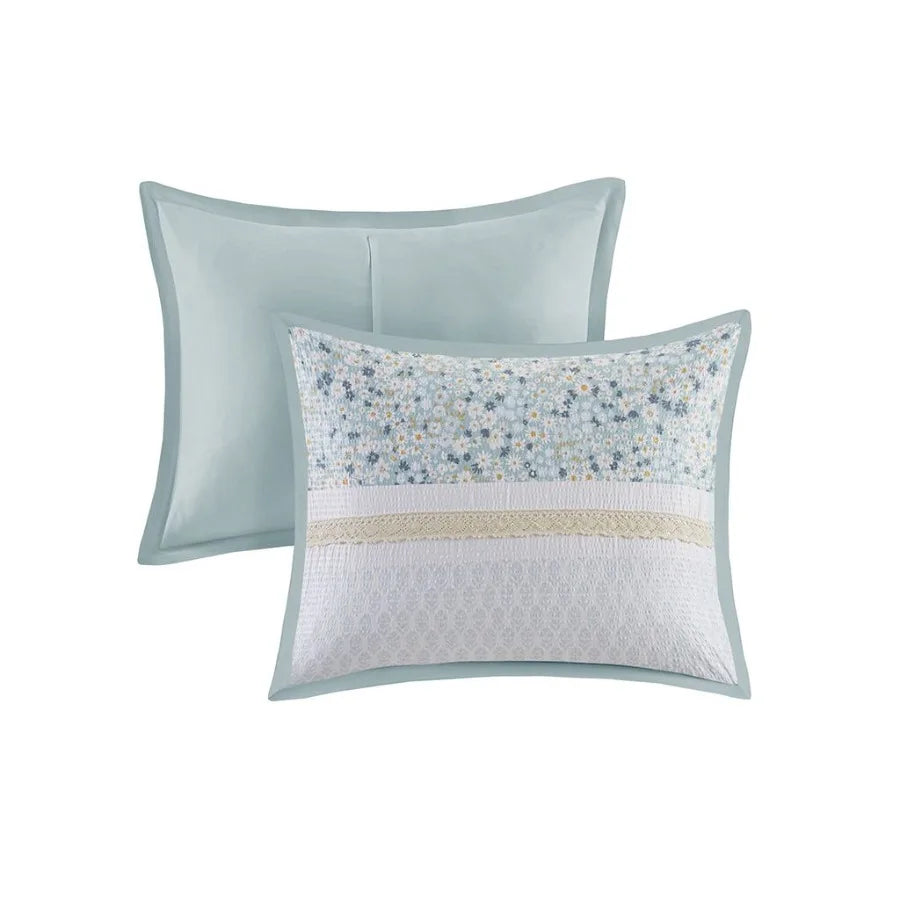 5-Piece Seersucker Bedding Set – Comforter with Throw Pillows