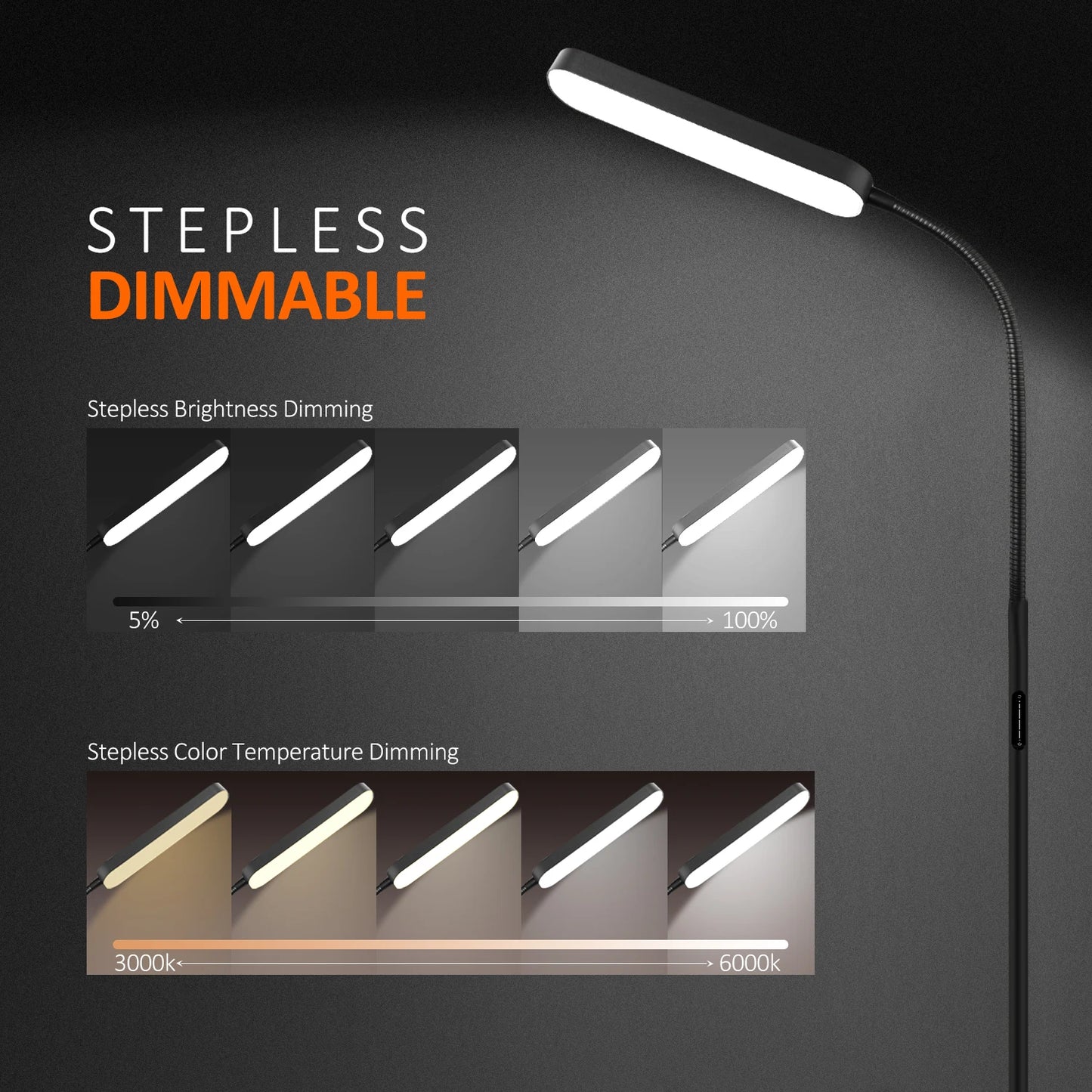 68.7" LED Standing Floor Lamp with Remote Control – Modern Dimmable Lighting