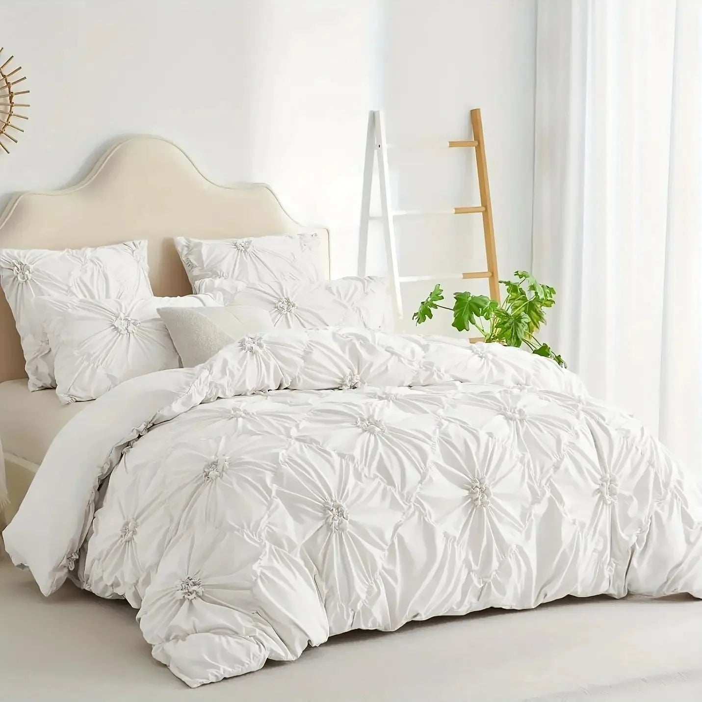 3-Piece Bohemian Plaid Duvet Cover Set, Soft Polyester