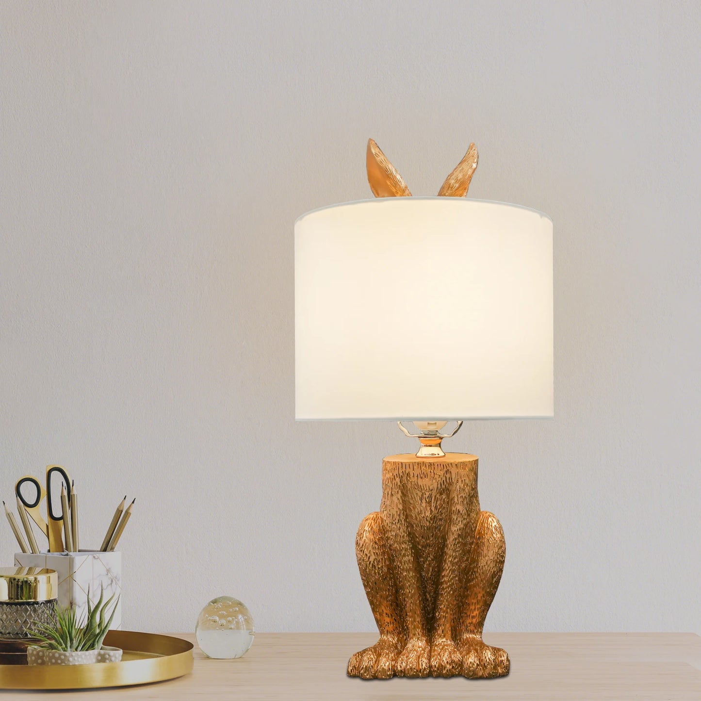 Gold Rabbit Table Lamp – Cute Bunny LED Desk & Bedside Night Light
