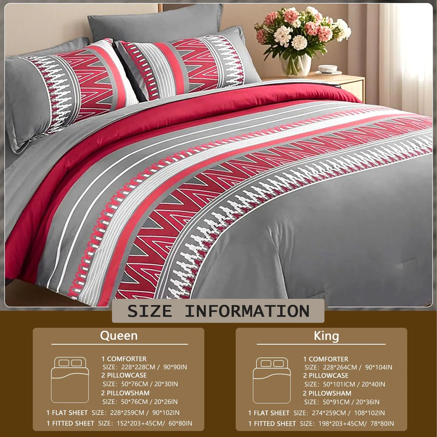 7-Piece Printed Comforter Set – Soft, Comfortable, All-Season Bedding