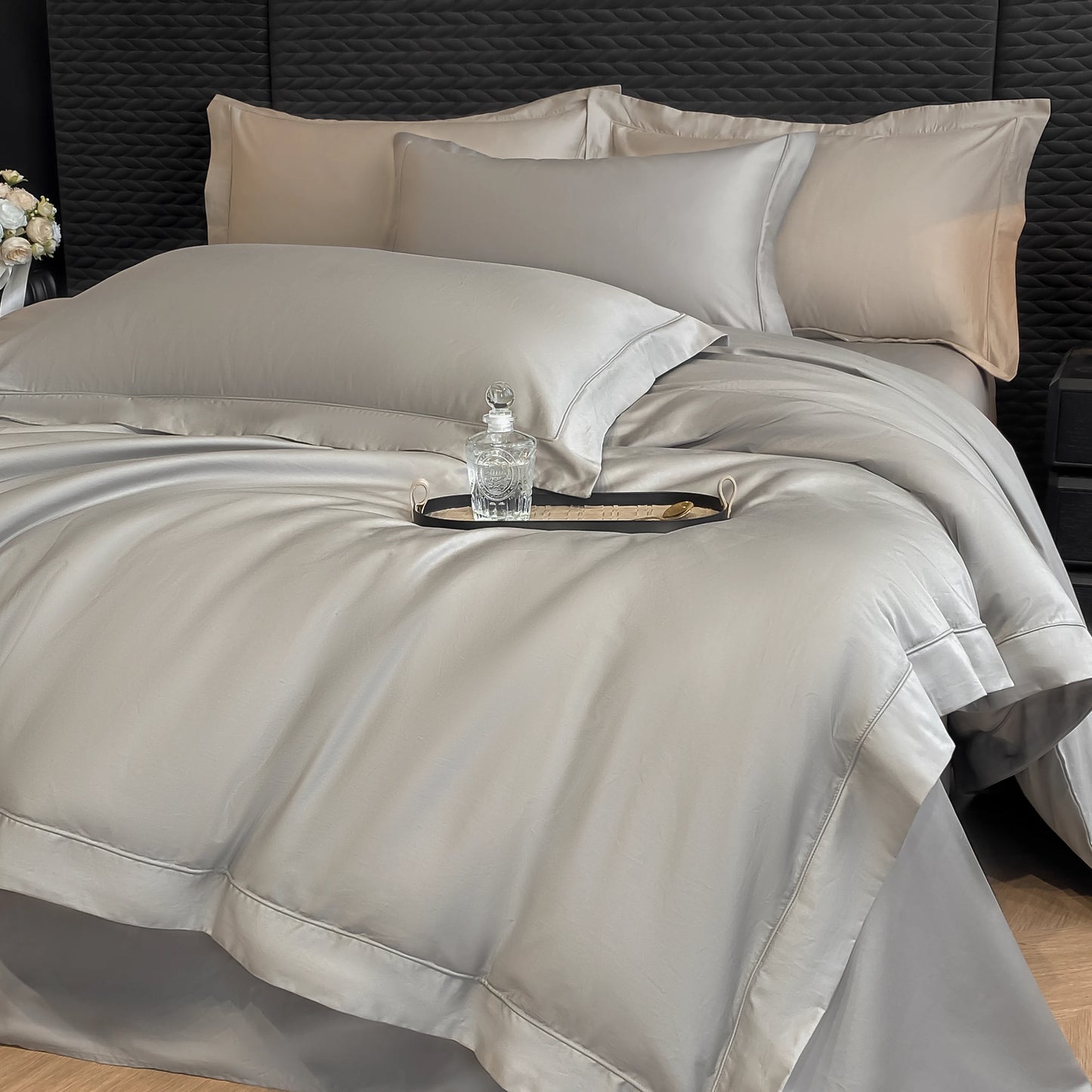 4-Piece 100% Cotton Bedding Set – High-End Hotel Duvet Cover, Solid Color