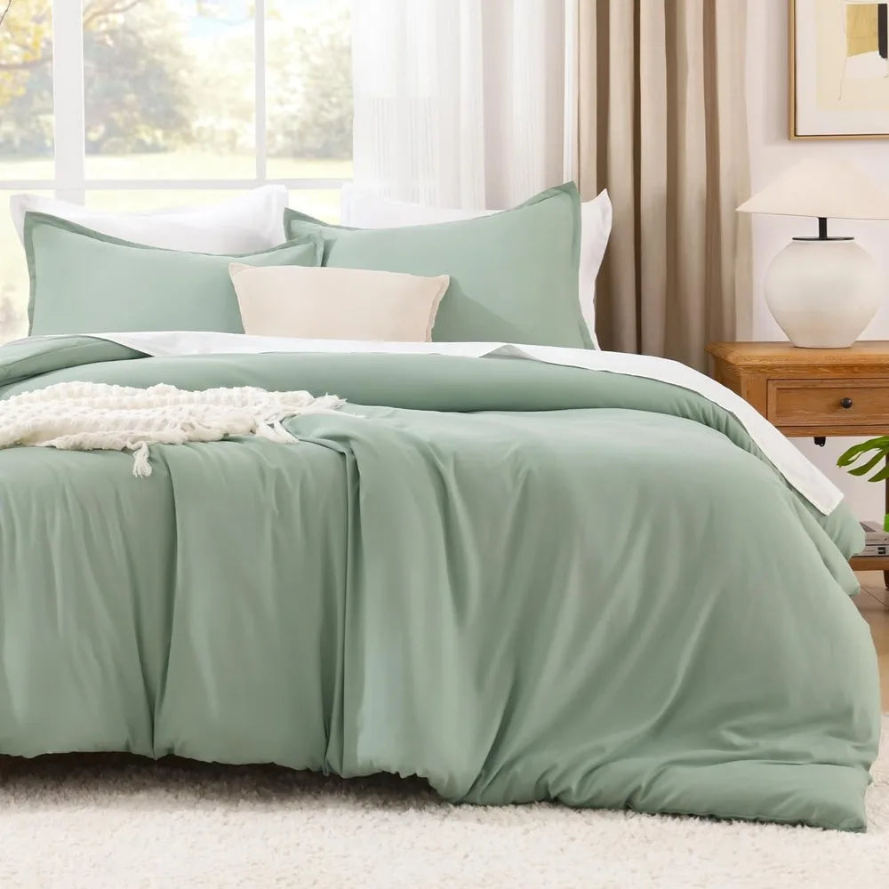 Sage Green 3-Piece 100% Cotton Comforter Set – Super King Plus