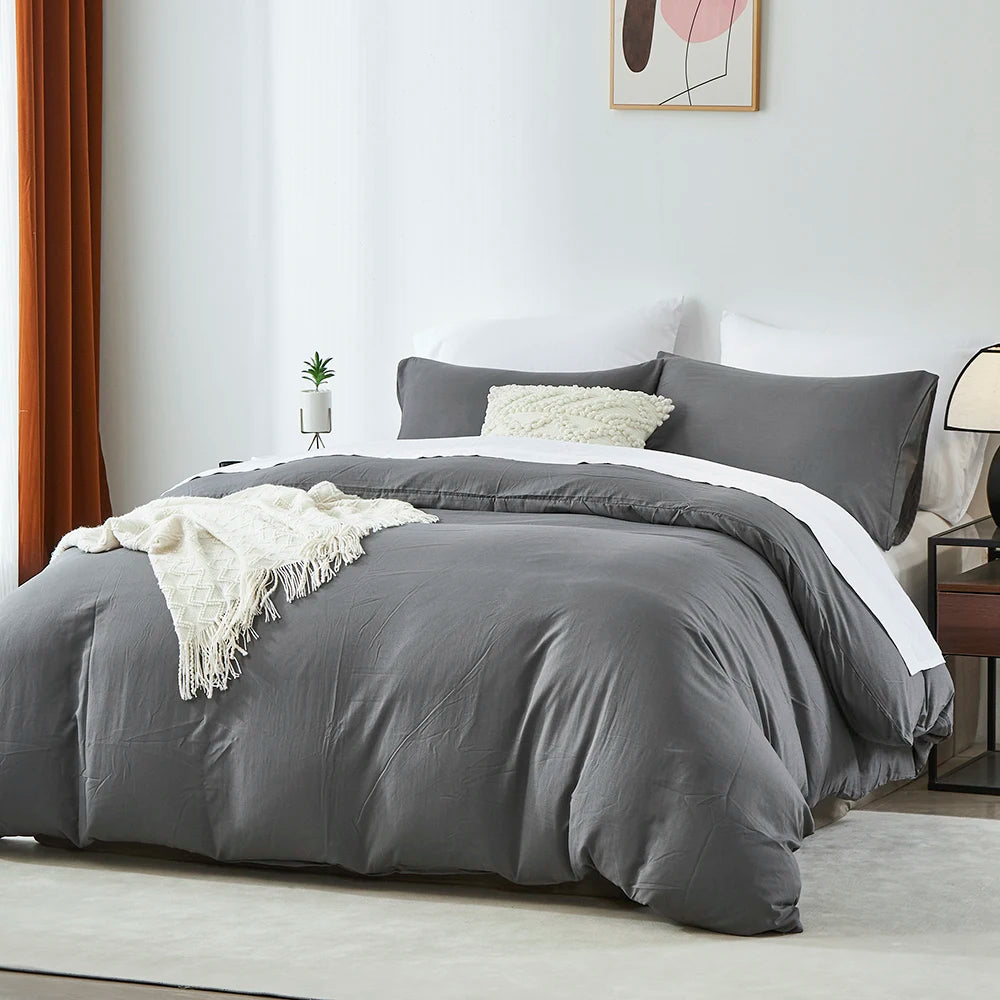 Boho Duvet Cover – Solid Color All-Season Bedding Set