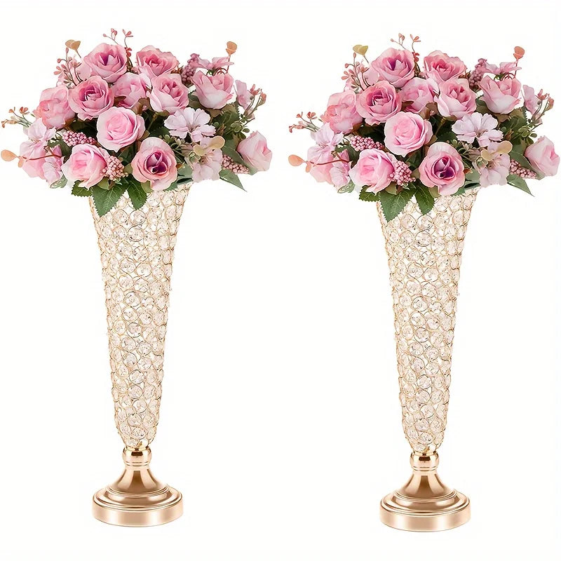 20-Inch Crystal Centerpiece Vases – Elegant Decorative Set for Tables & Events