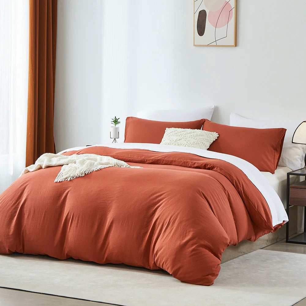 Boho Duvet Cover – Solid Color All-Season Bedding Set