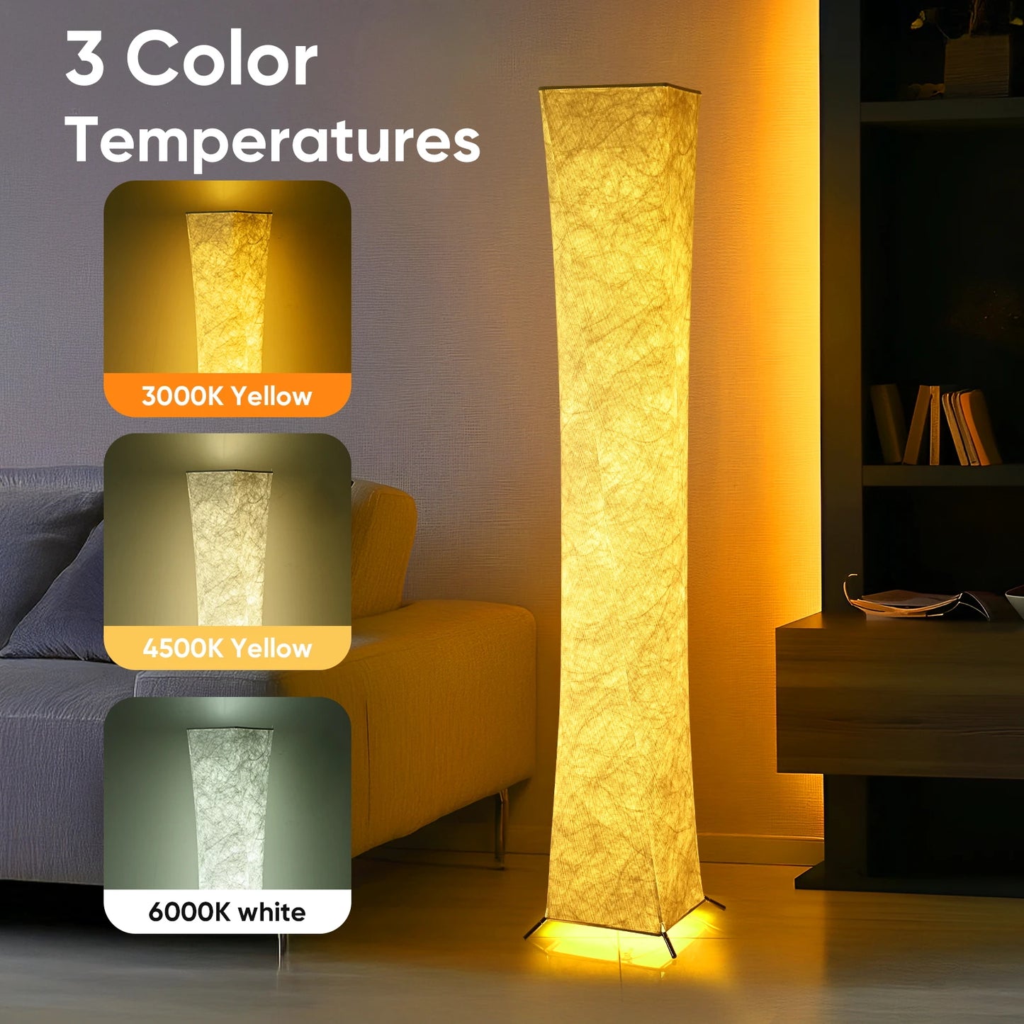 52" Soft Light LED Floor Lamp – Slim Standing Lamp with Tyvek Fabric Shade