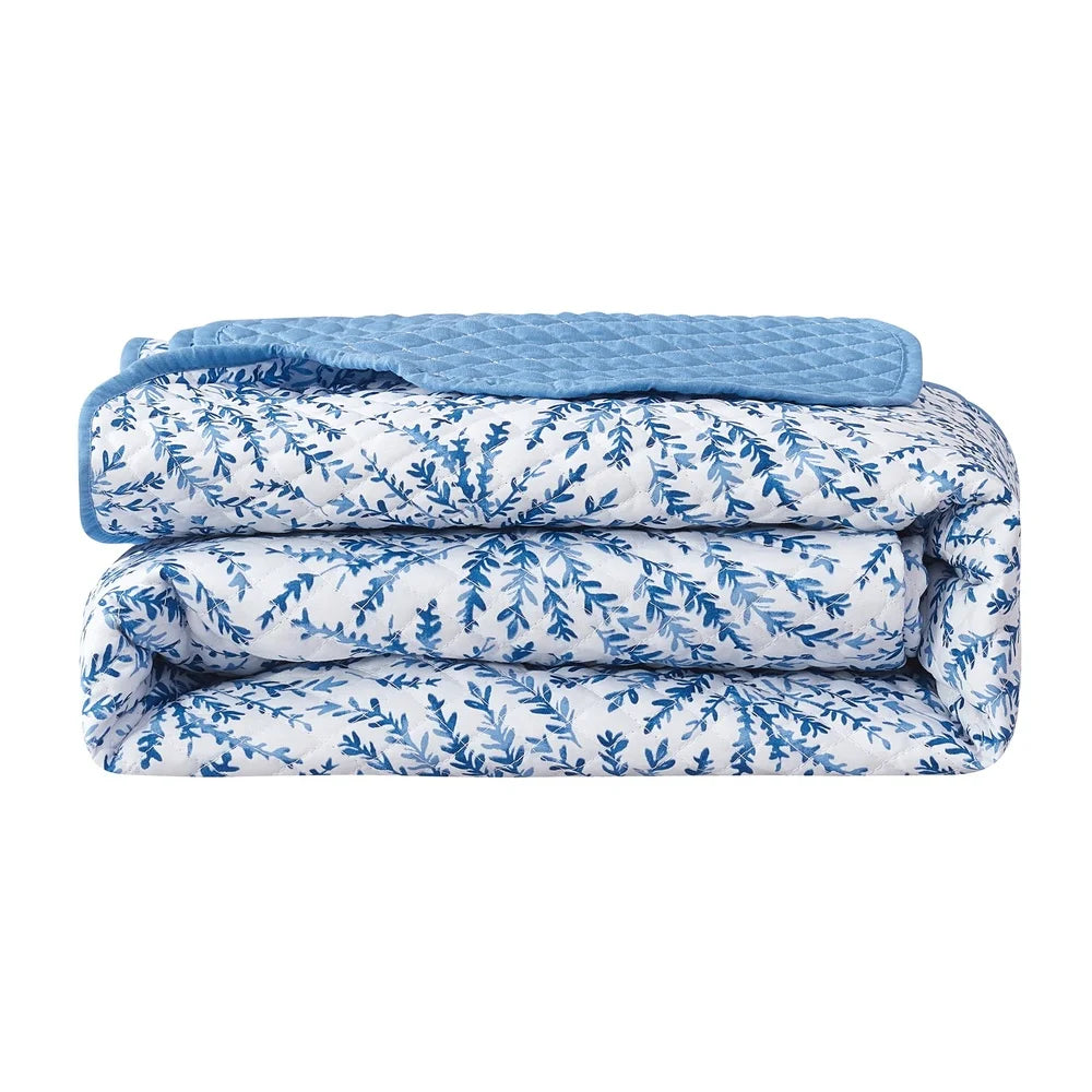 3-Piece Blue Fern Quilt Set – Soft, Cooling & Modern Elegance