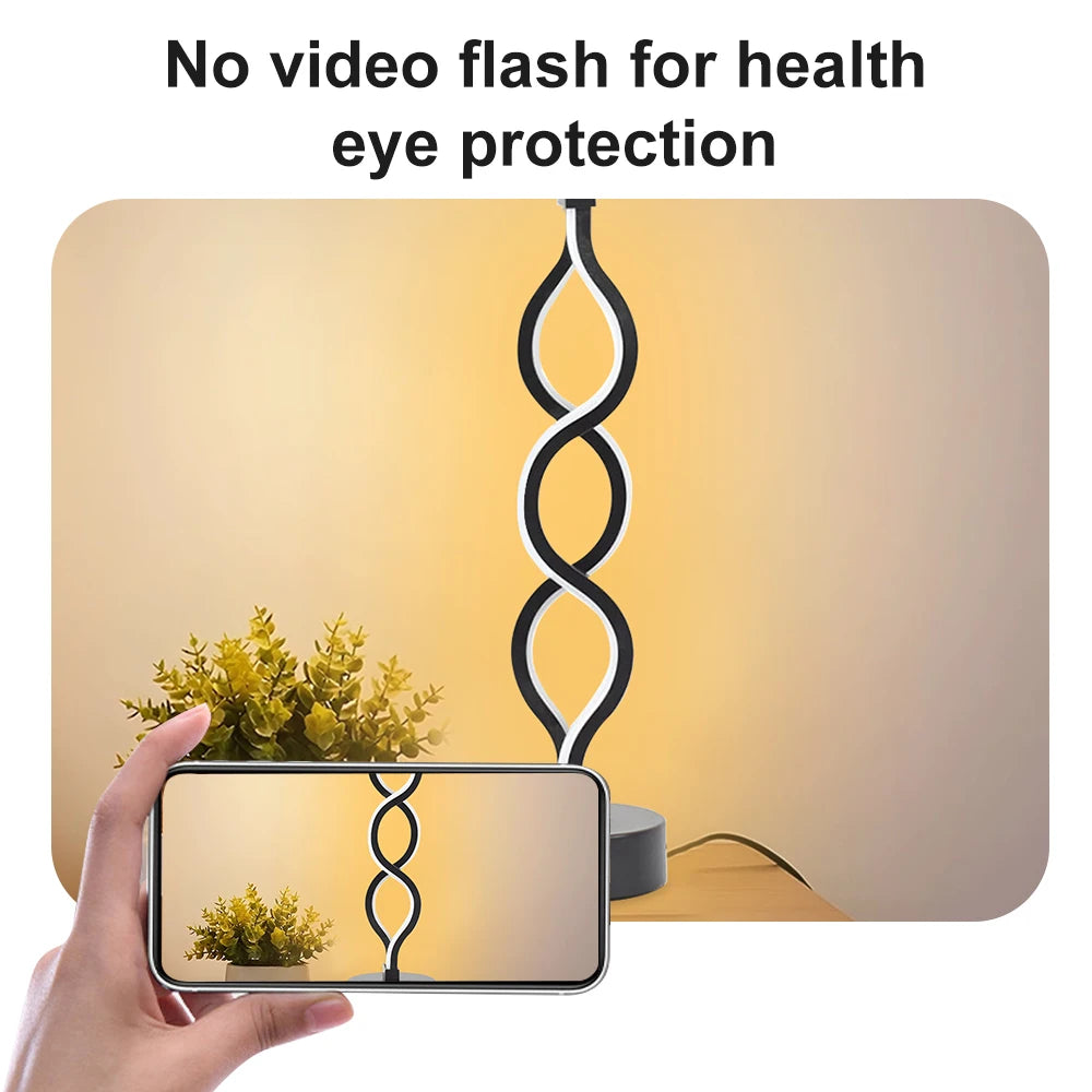 LED Spiral Table Lamp – Tricolor Adjustable Brightness Creative Room Decoration Light, USB Powered Eye-Protection Lamp