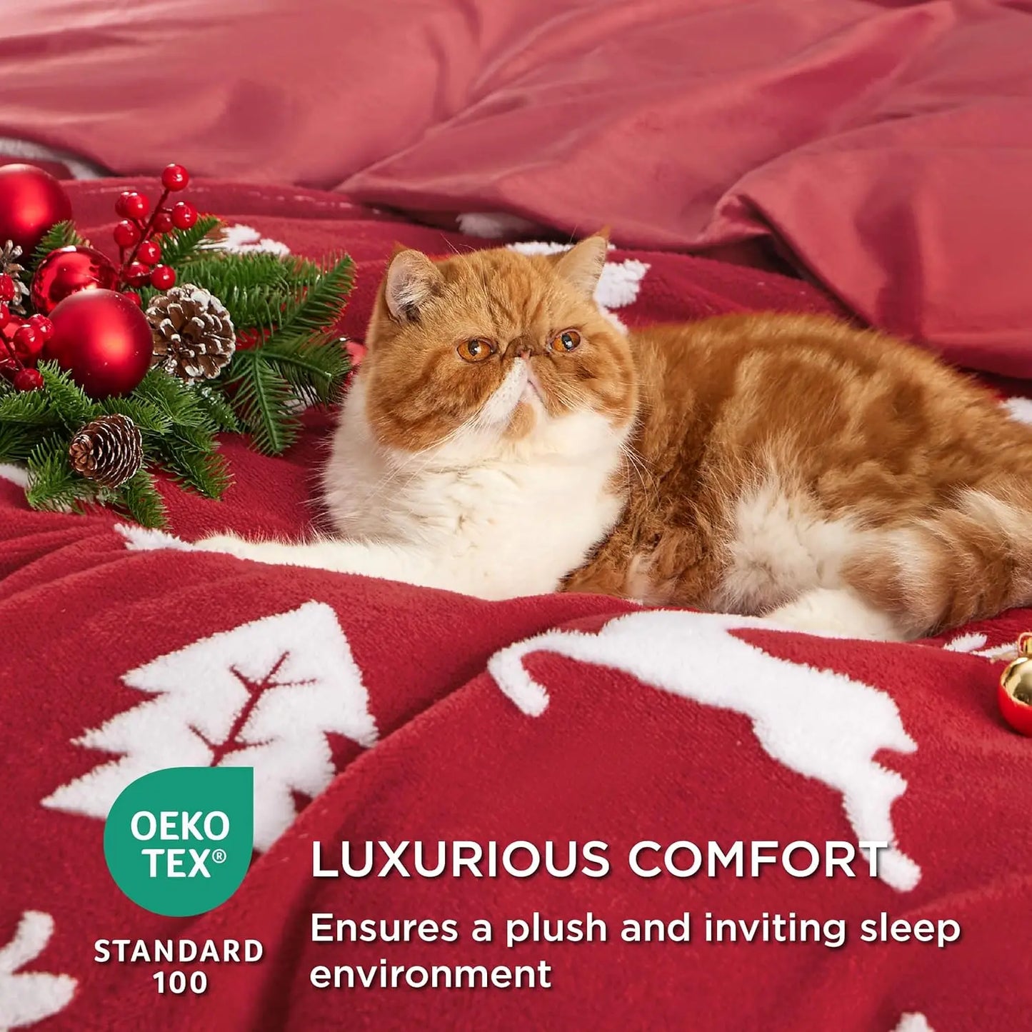 Fluffy Christmas Twin Duvet Cover Set – Ultra Soft Plush Winter Bedding