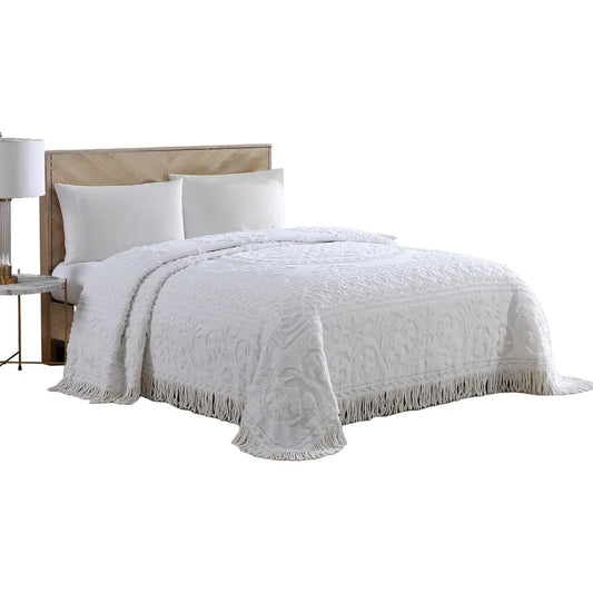 Medallion Chenille Bedspread – King, White